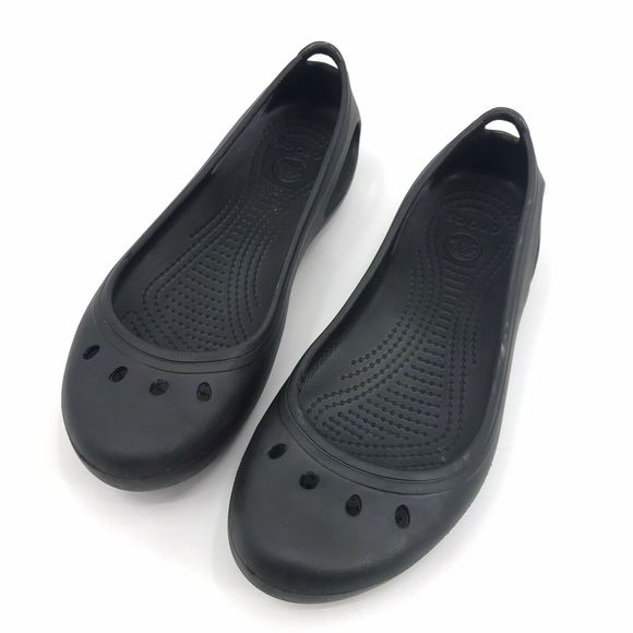 CROCS Shoes - Crocs Size 9 Black Rubber Flats Slip On Shoes